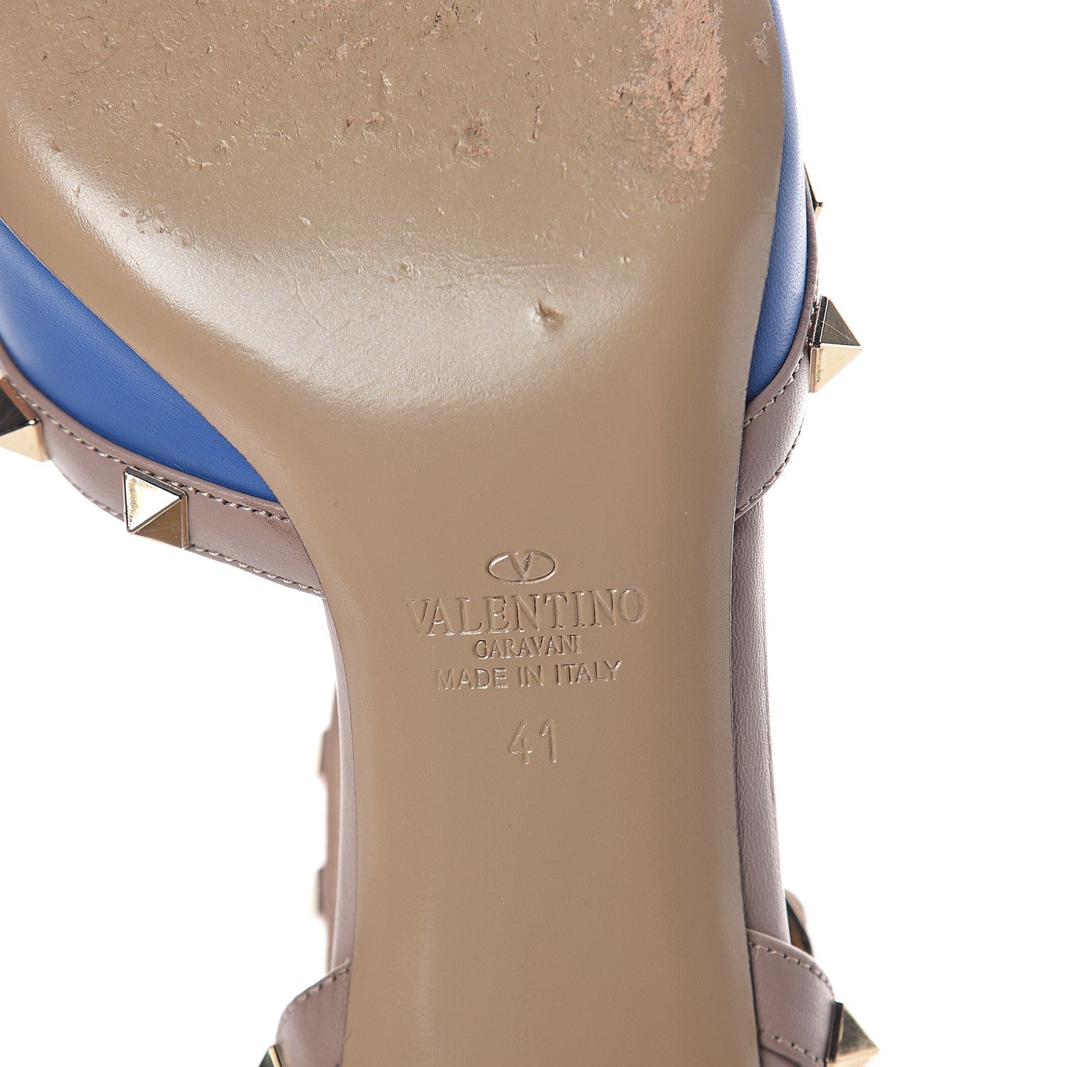 Valentino Garavani Nappa Rockstud Ankle Strap Low Heel Pumps 41 Blue Poudre 5 of 7