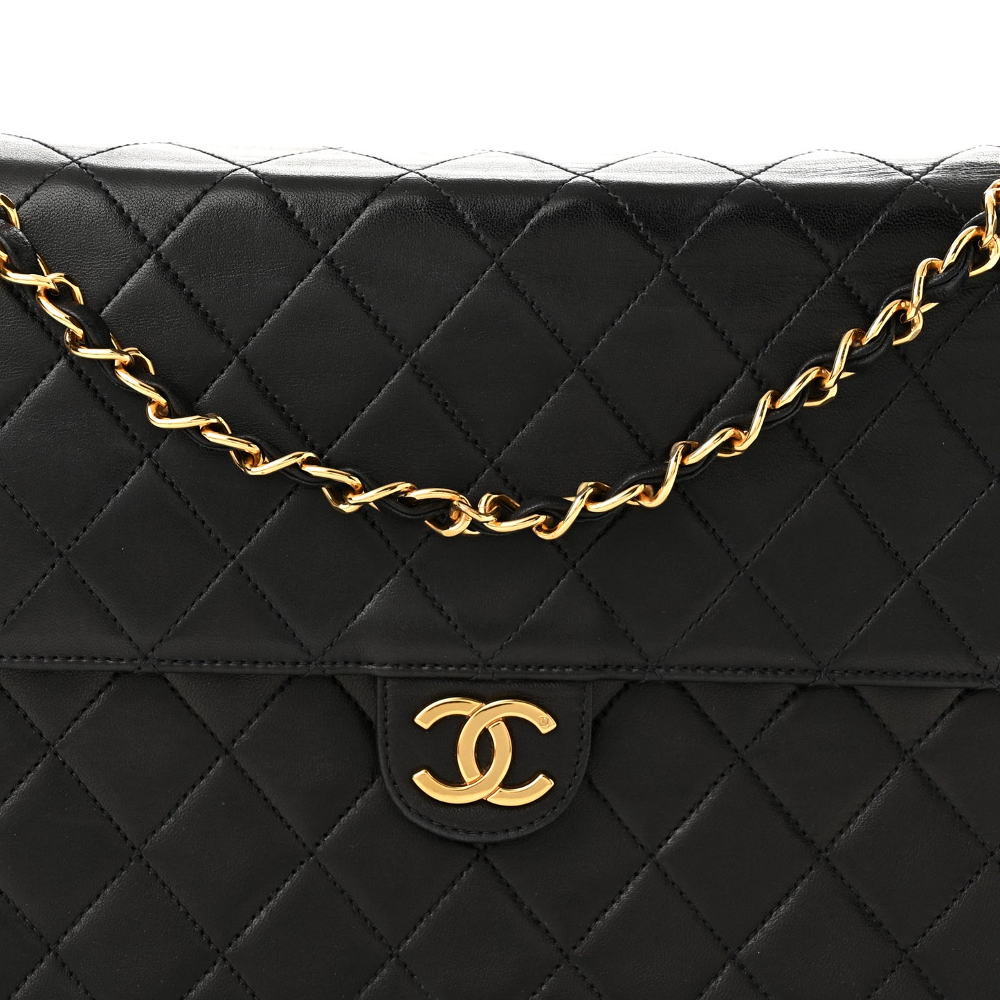 Lambskin Quilted Medium Single Flap Black