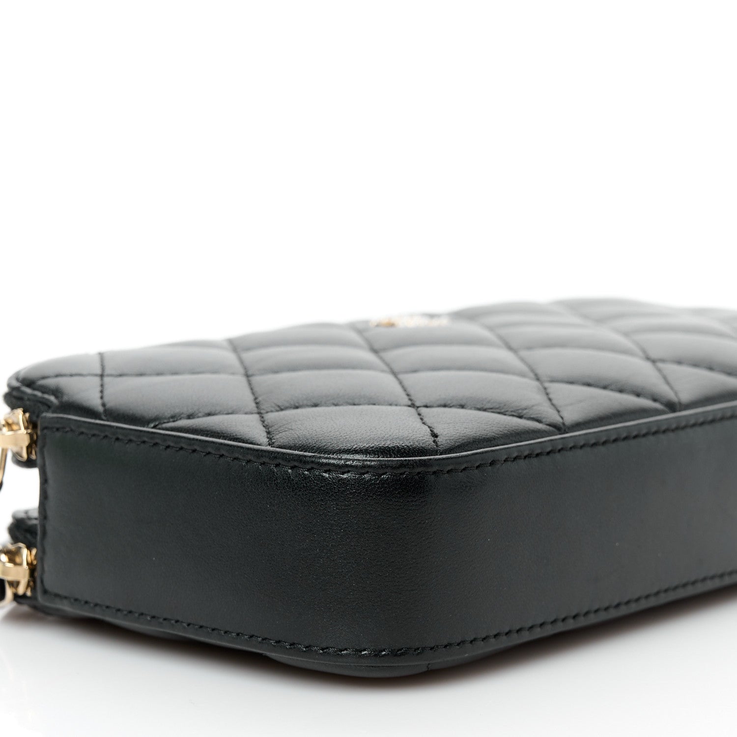Chanel Lambskin Quilted Pearl Clutch With Chain Black 12 of 13