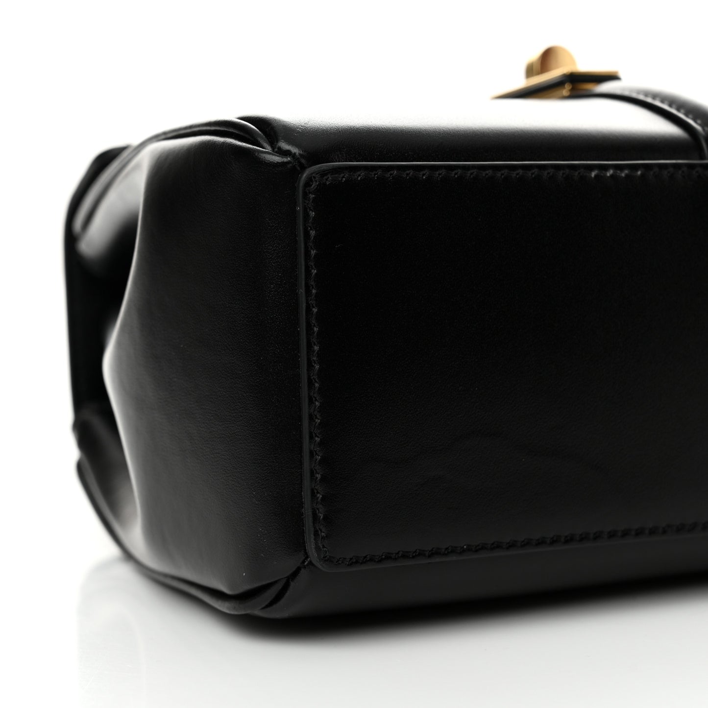 Satinated Calfskin Mini 16 Top Handle Bag Black
