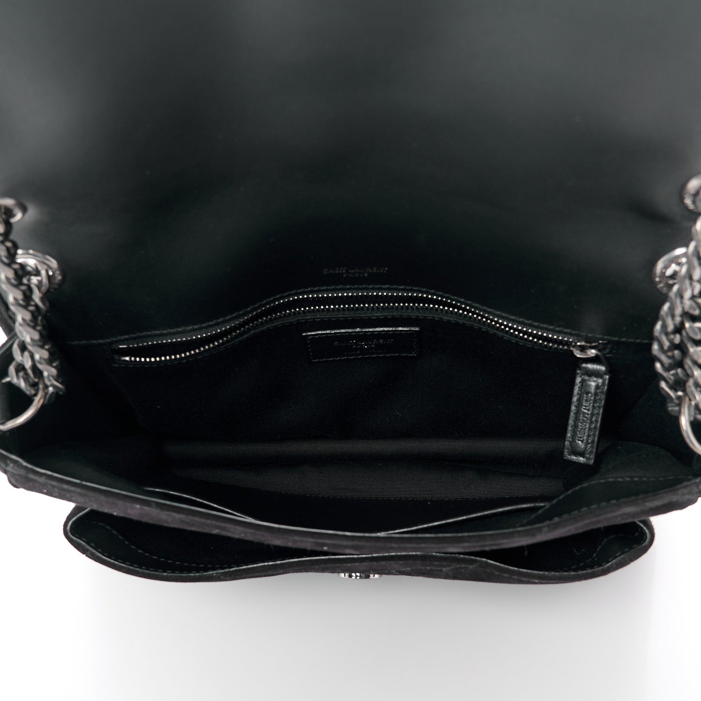 Suede Monogram Medium Niki Chain Satchel Black