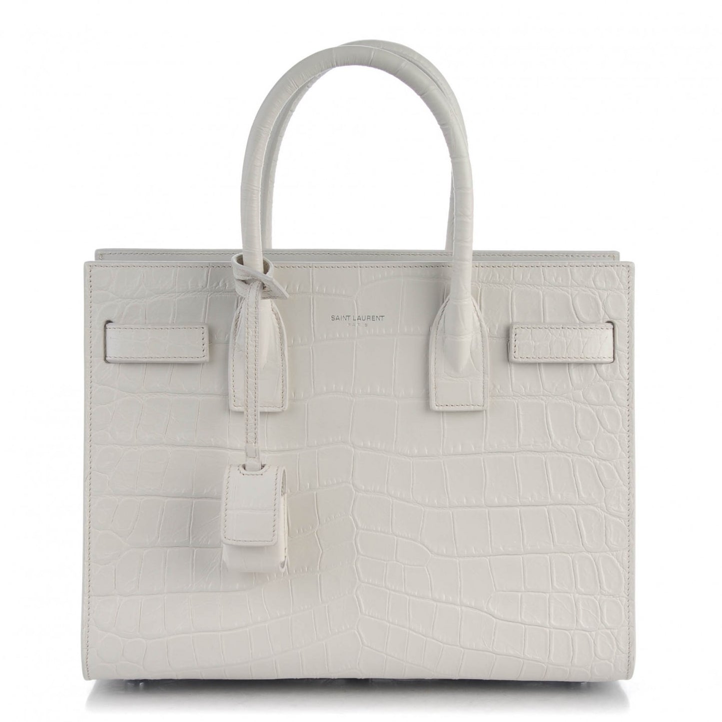 Calfskin Crocodile Embossed Baby Sac De Jour Gris Perle