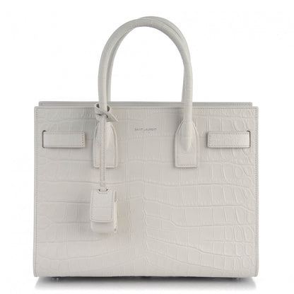 Saint Laurent Calfskin Crocodile Embossed Baby Sac De Jour Gris Perle 1 of 7