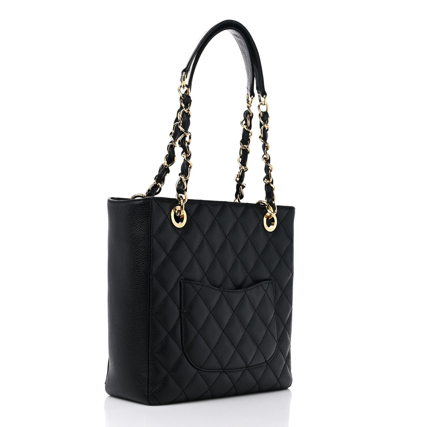 Caviar Quilted Petit Shopping Tote PST Black