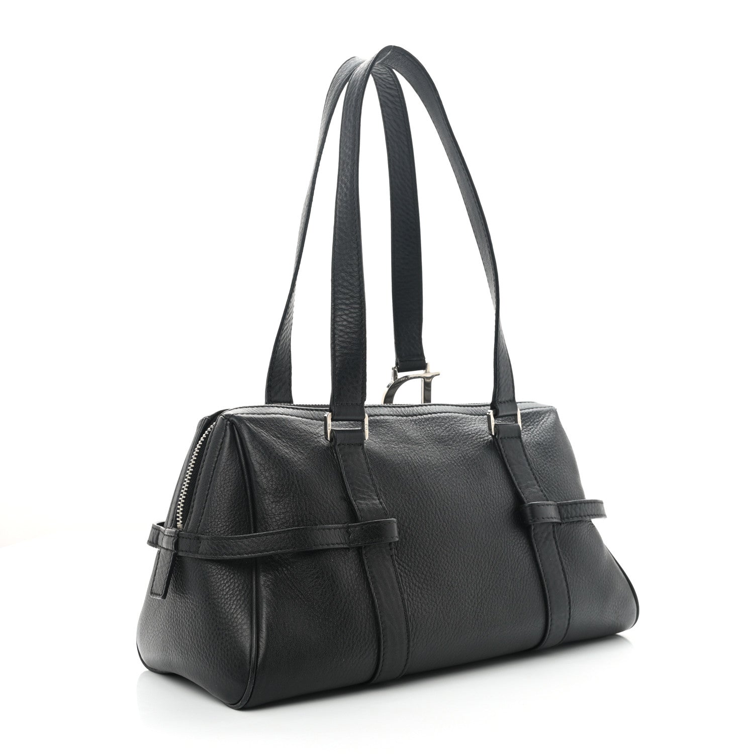 Christian Dior Calfskin Logo Charms Boston Black 2 of 13