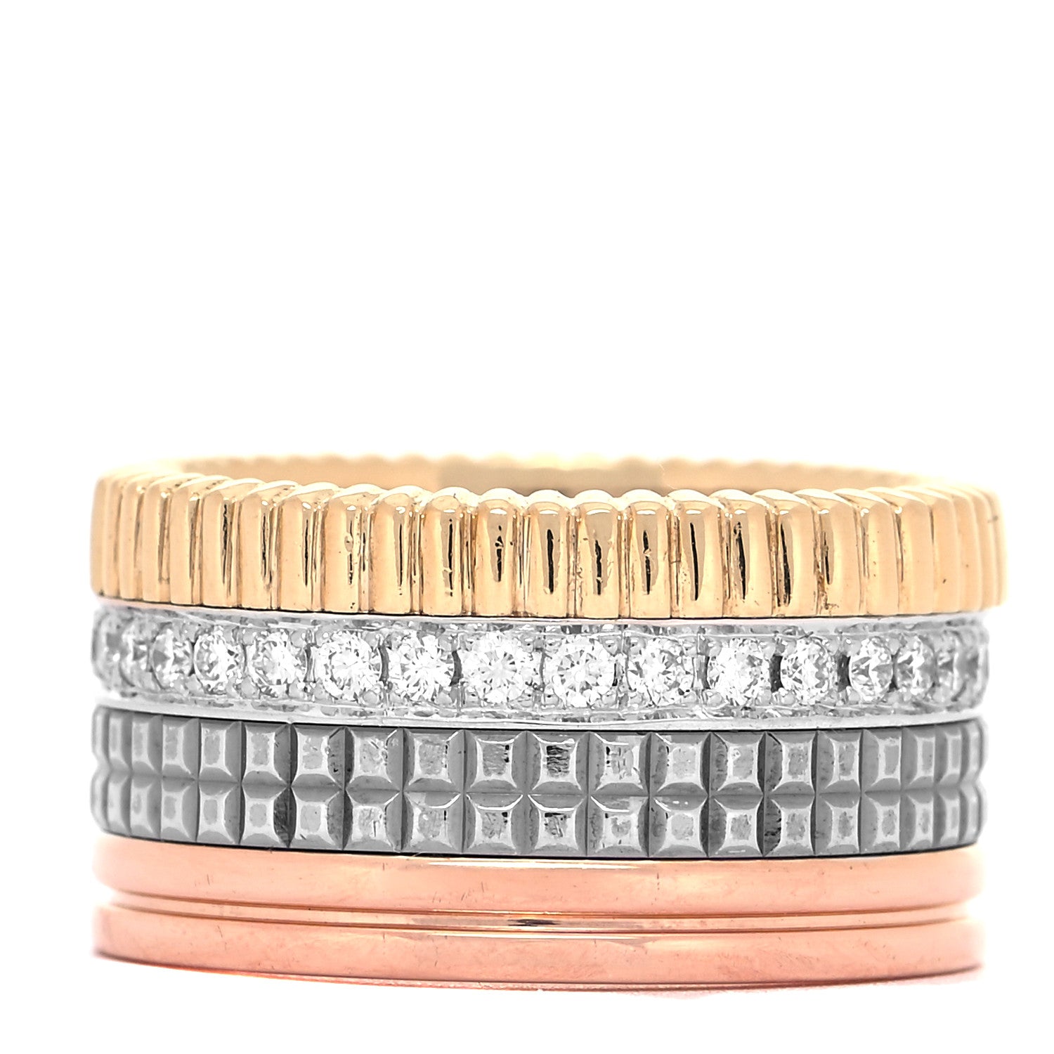 Boucheron 18K Pink Yellow White Gold Diamond Large Quatre Classique Ring 56 7.5 3 of 5