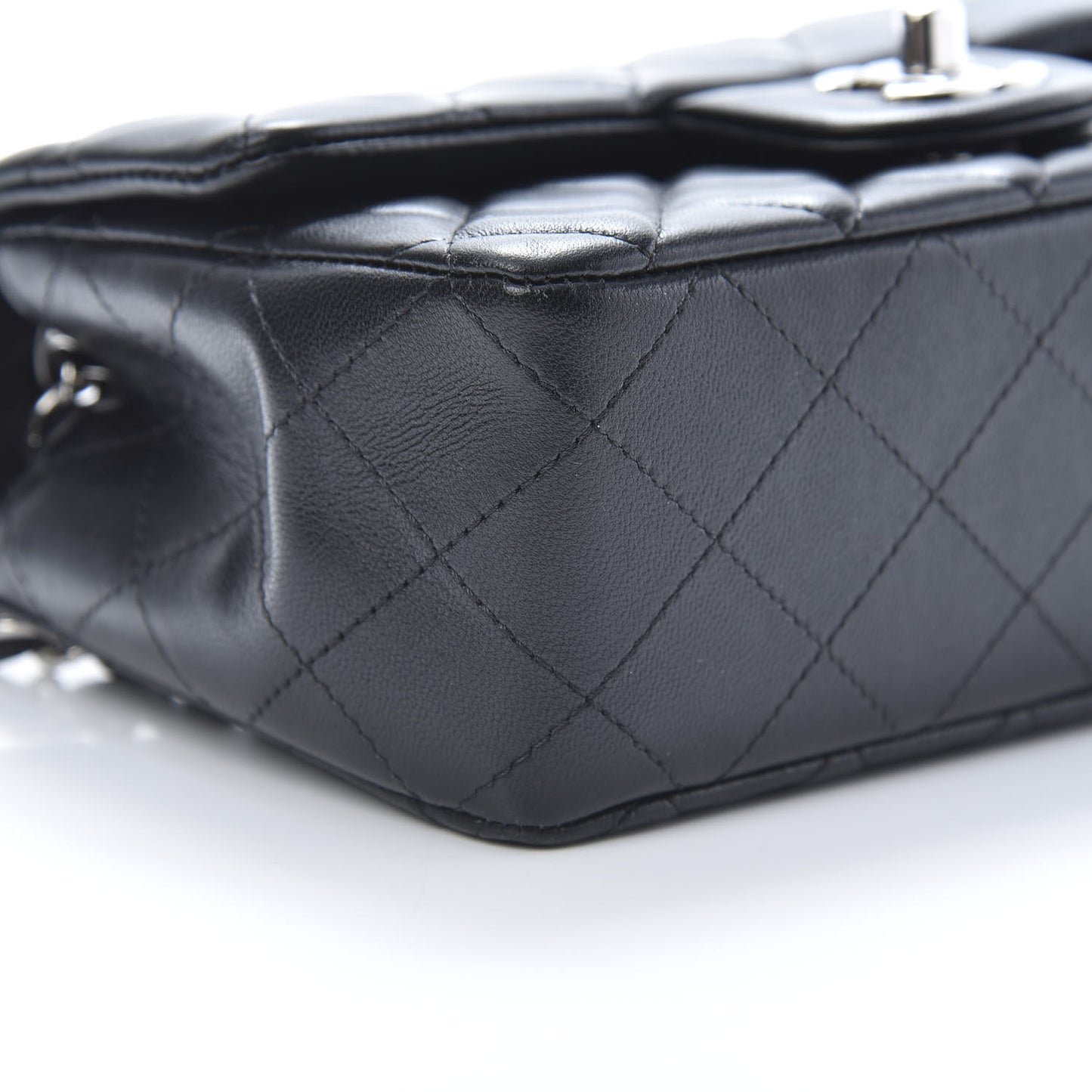 Lambskin Quilted Mini Rectangular Flap Black