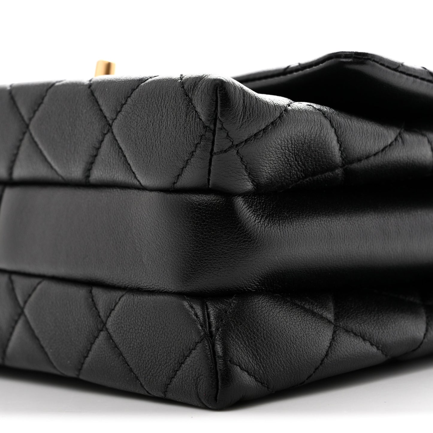 Calfskin Quilted Mini Chain Strap Flap Black