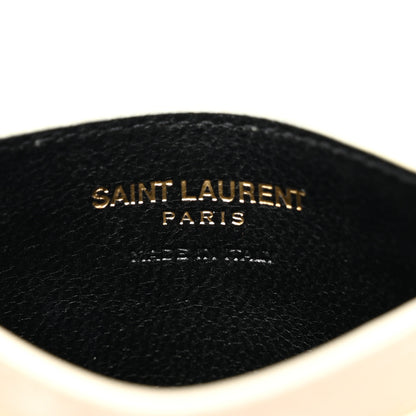 Saint Laurent Grain De Poudre Matelasse Chevron Monogram Credit Card Case Crema Soft 6 of 7