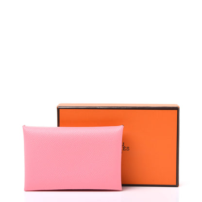 Hermes Epsom Calvi Card Case Rose Confetti 9 of 9