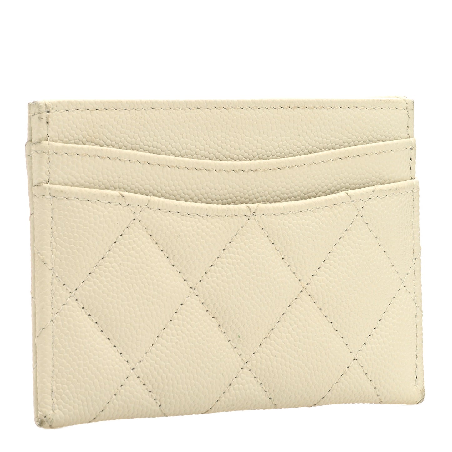 Caviar Quilted Card Holder White