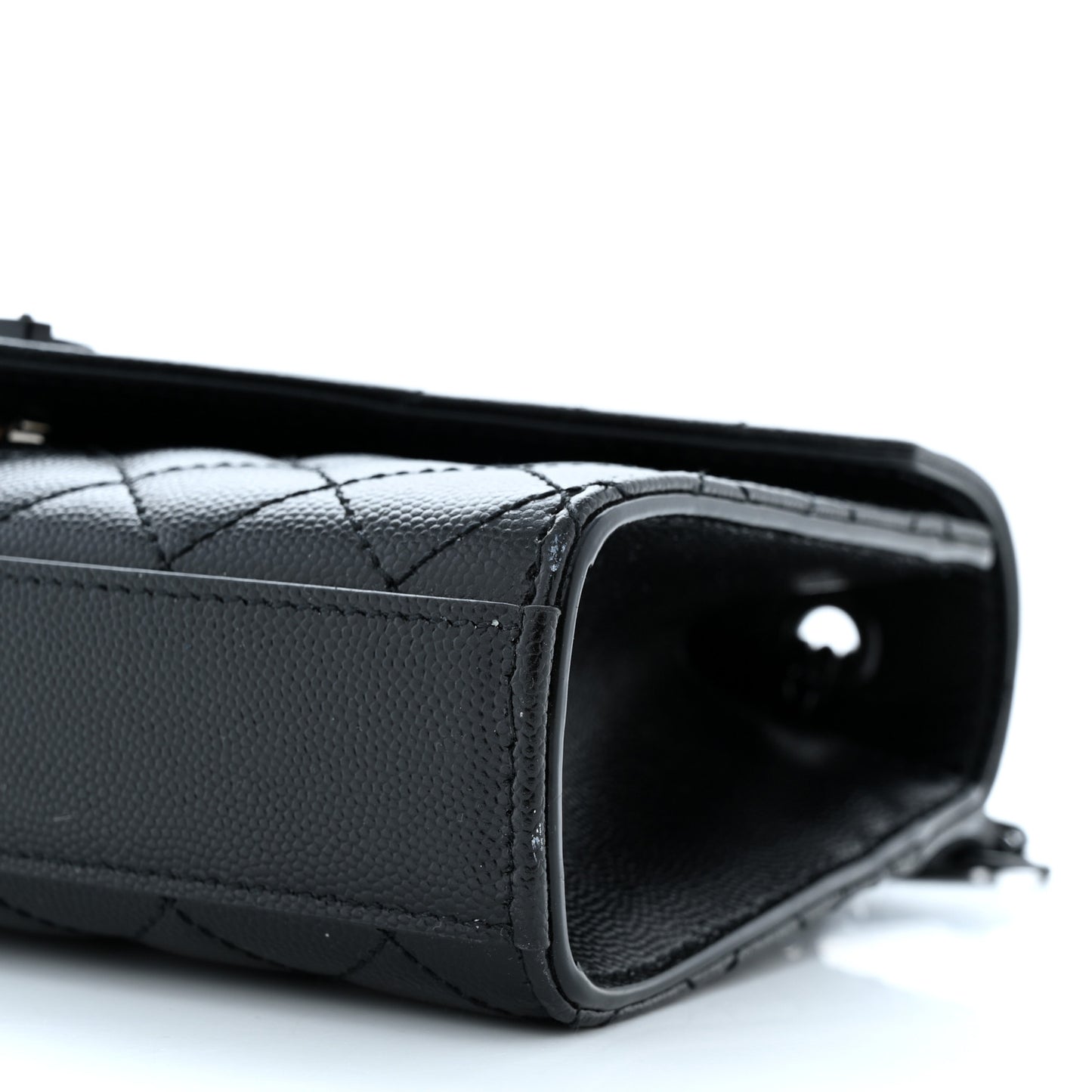 Grain De Poudre Textured Mixed Matelasse Triquilt Small Monogram Monochrome Satchel Black
