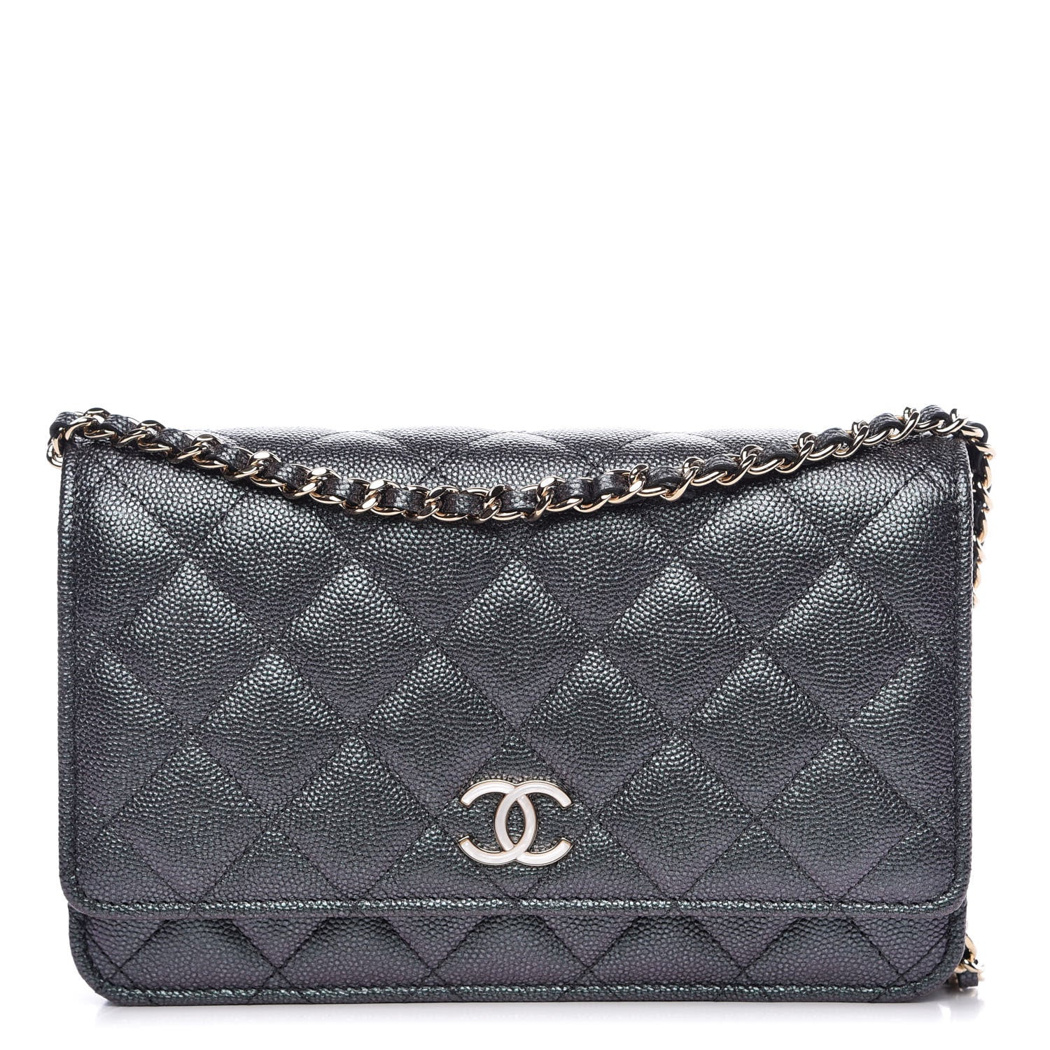 Chanel Iridescent Caviar Quilted Wallet On Chain WOC Black 1 of 13