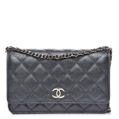 Chanel Iridescent Caviar Quilted Wallet On Chain WOC Black 1 of 13