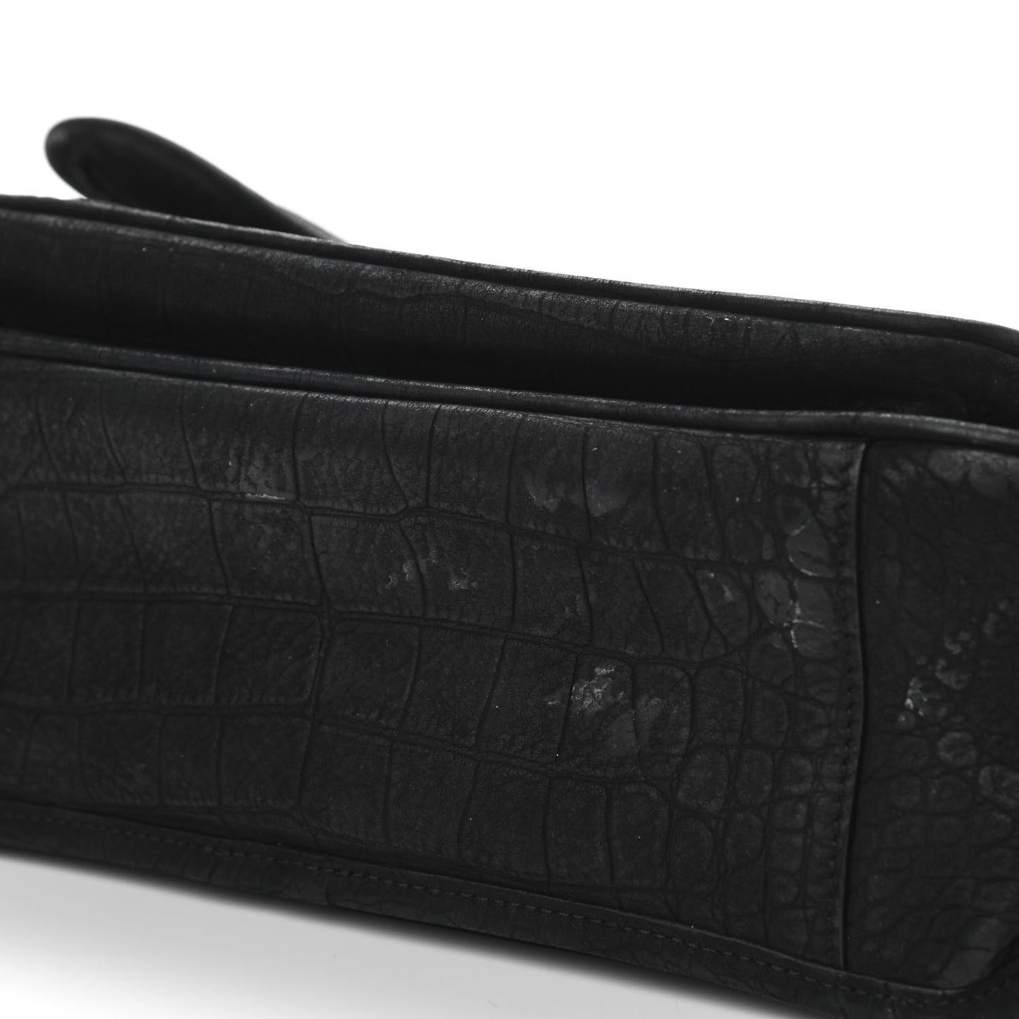 Nubuck Crocodile Embossed Monogram Medium Niki Chain Satchel Black