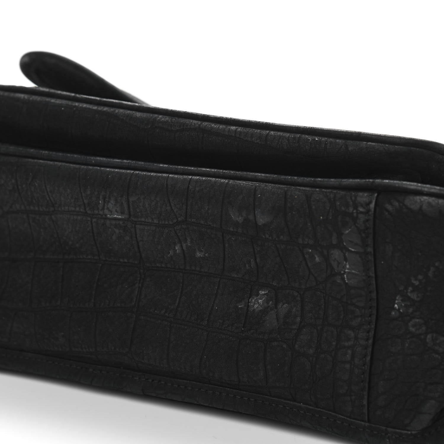 Saint Laurent Nubuck Crocodile Embossed Monogram Medium Niki Chain Satchel Black 7 of 11