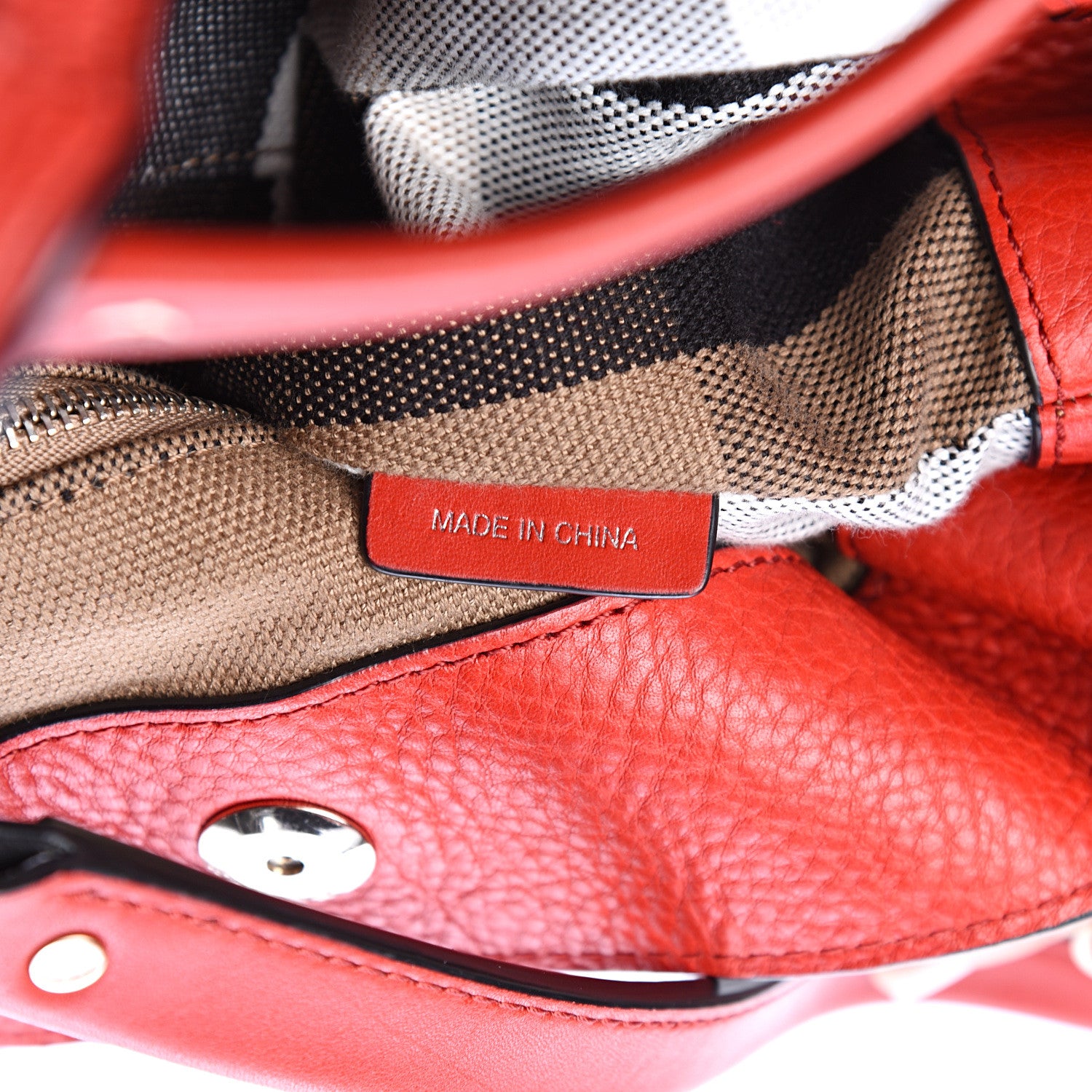 Burberry Grainy Calfskin House Check Medium Maidstone Red 6 of 15