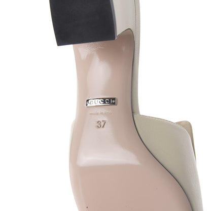 Gucci Malaga Kid Crystal Square G Madelyn Mules 37 Vintage White 6 of 9