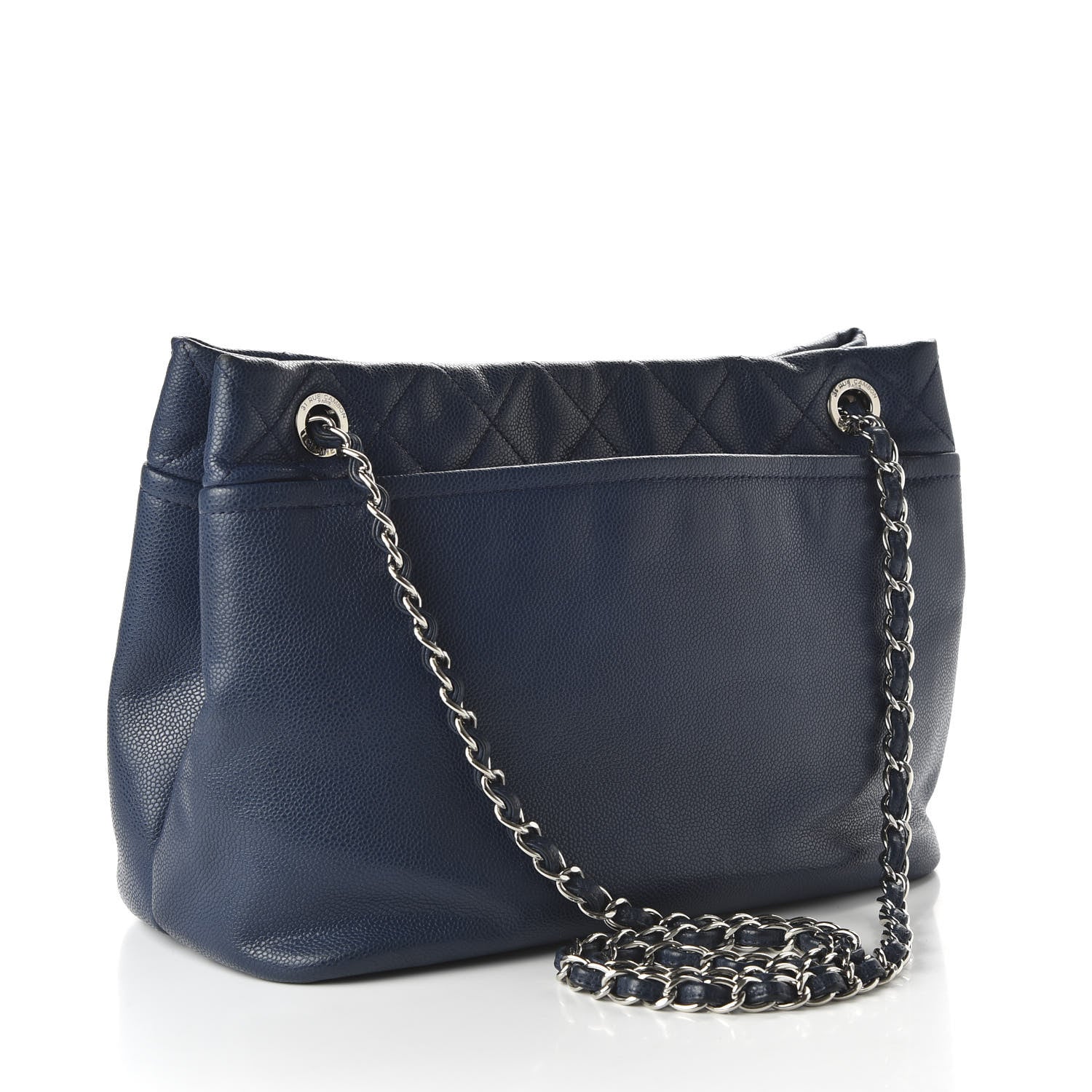 Chanel Caviar Quilted Timeless CC Soft Tote Navy Blue 3 of 10