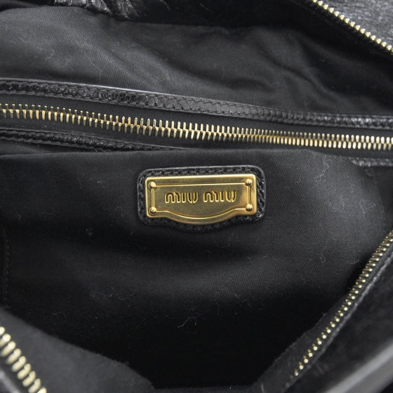 Leather Vitello Lux Bow Bag Black