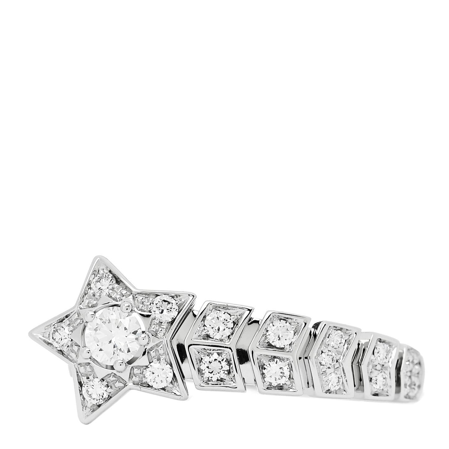 18K White Gold Diamond Comete Chevron Ring 53 6.5