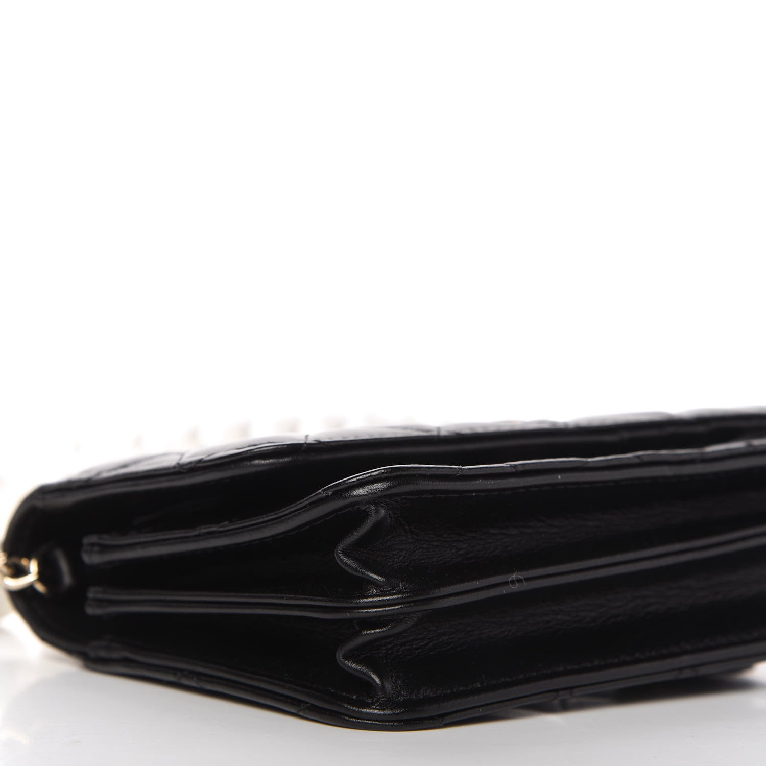 Chanel Calfskin Quilted Mini Maxi Pearls Wallet On Chain WOC Black 6 of 10