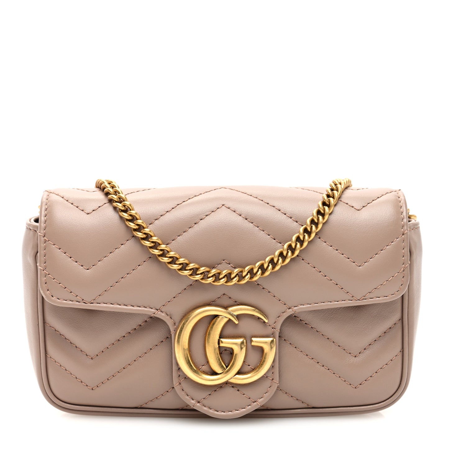 Calfskin Matelasse Super Mini GG Marmont Shoulder Bag Porcelain Rose