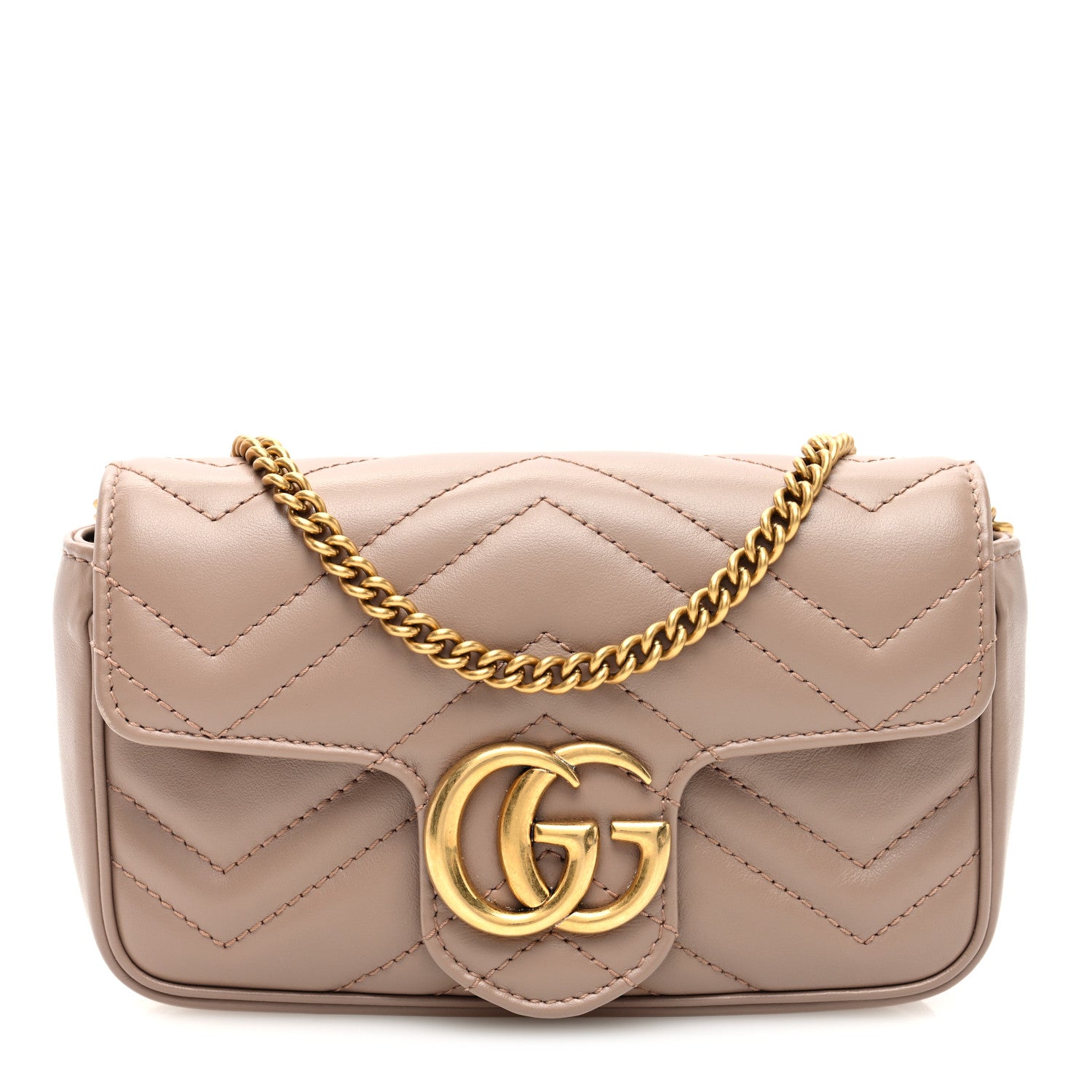 Gucci Calfskin Matelasse Super Mini GG Marmont Shoulder Bag Porcelain Rose 1 of 10