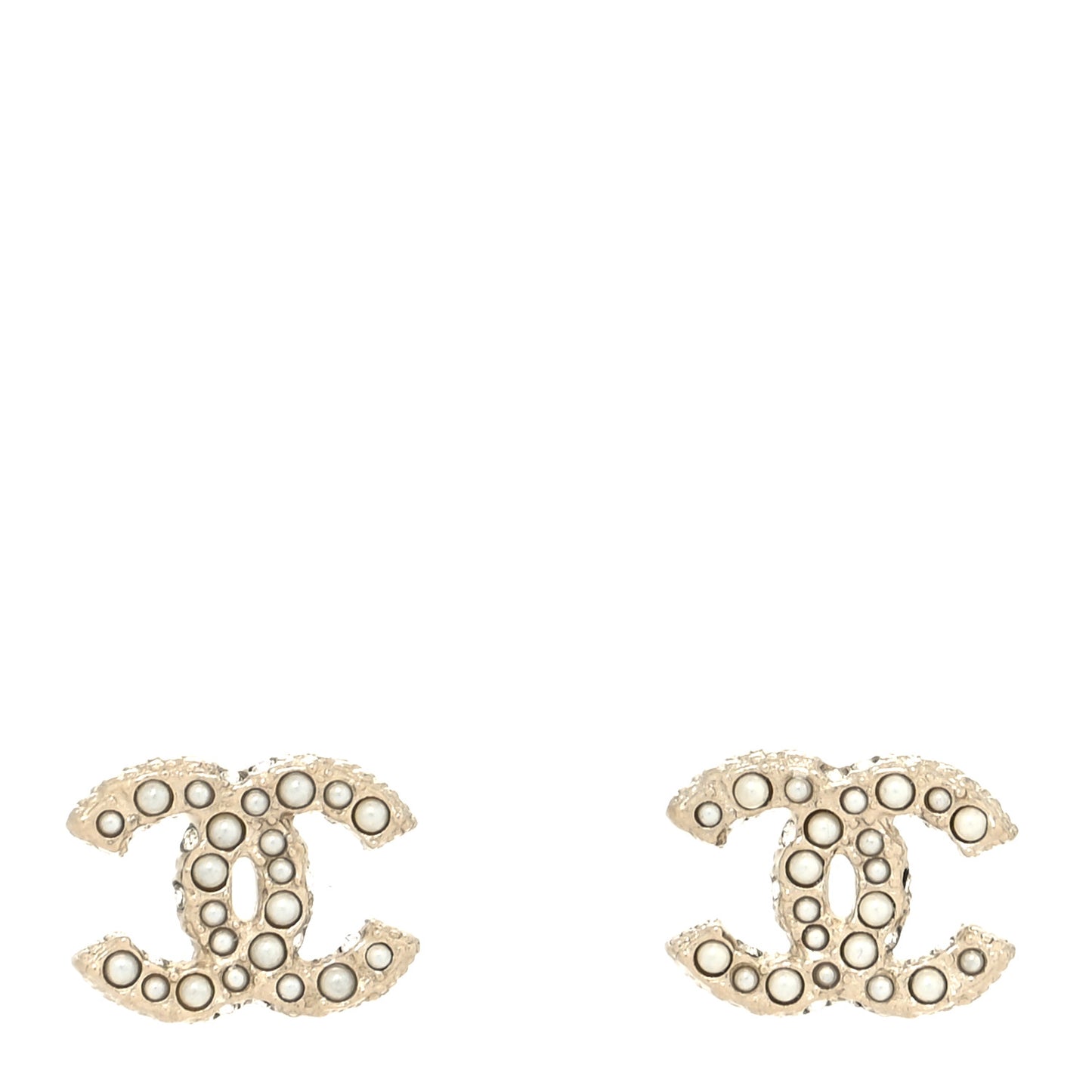 Metal Graduated Pearl Crystal CC Earrings Light Gold