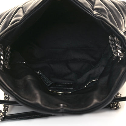 Saint Laurent Lambskin Quilted Medium Loulou Puffer Monogram Chain Satchel Black 5 of 13