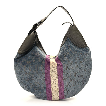 Gucci Velvet Horsebit Embossed Glam Hobo Grey 1 of 11