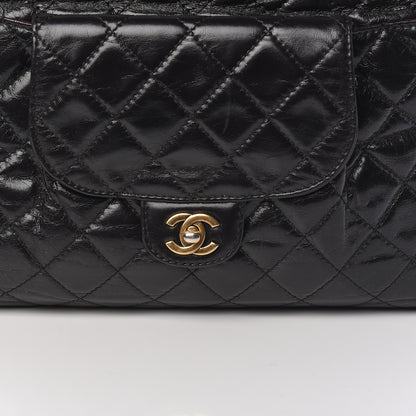 Chanel Glazed Calfskin Quilted Large Front Pocket Tote Black 10 of 10
