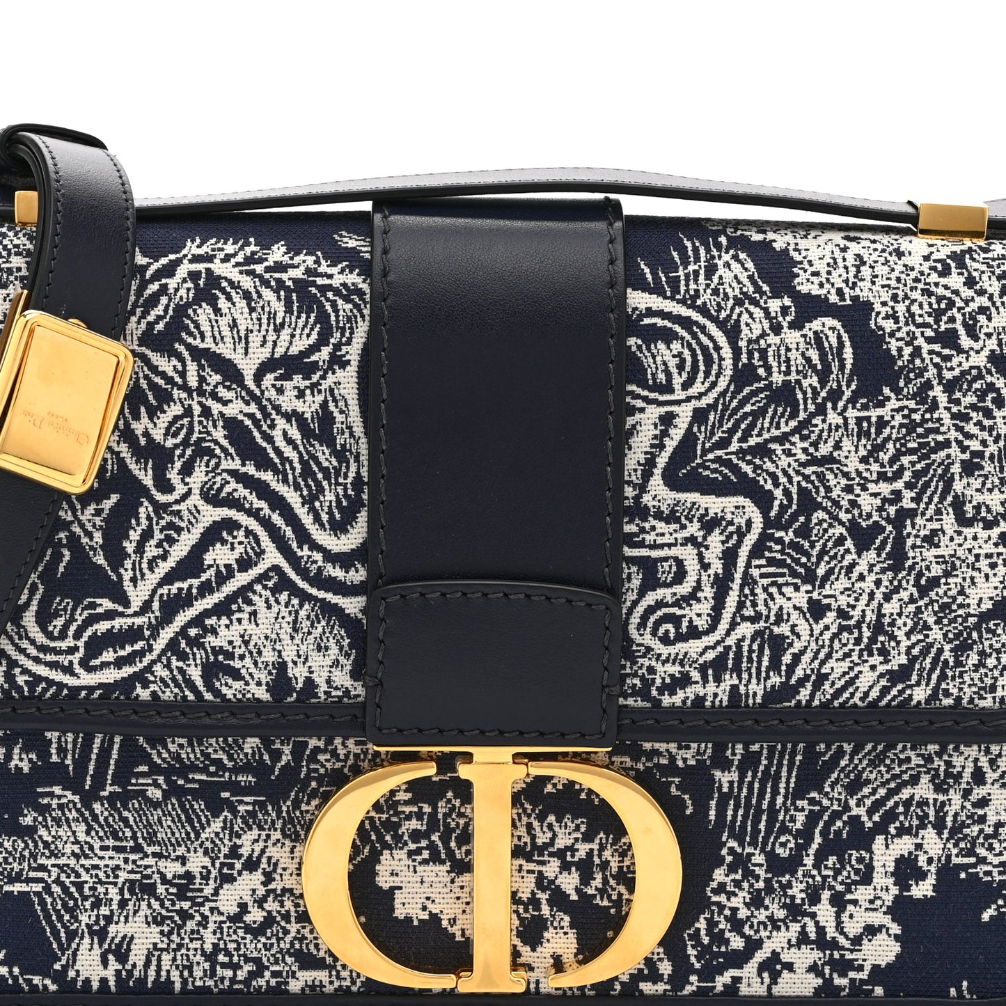 Toile de Jouy Reverse Jacquard 30 Montaigne Flap Bag Blue