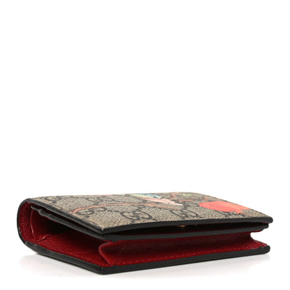 Gucci GG Supreme Monogram Tian Card Case Beige Multicolor Red 4 of 8