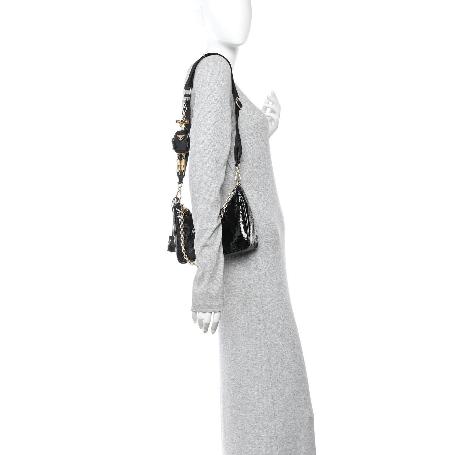 Prada Patent Naplak Re-Edition 2005 Shoulder Bag Black 2 of 9