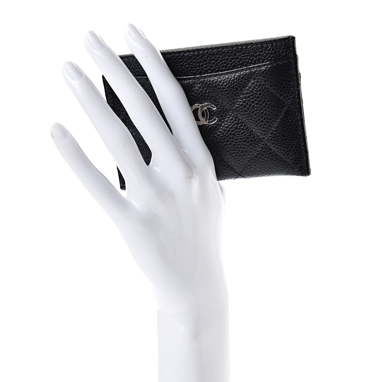 Caviar Quilted Card Holder Black