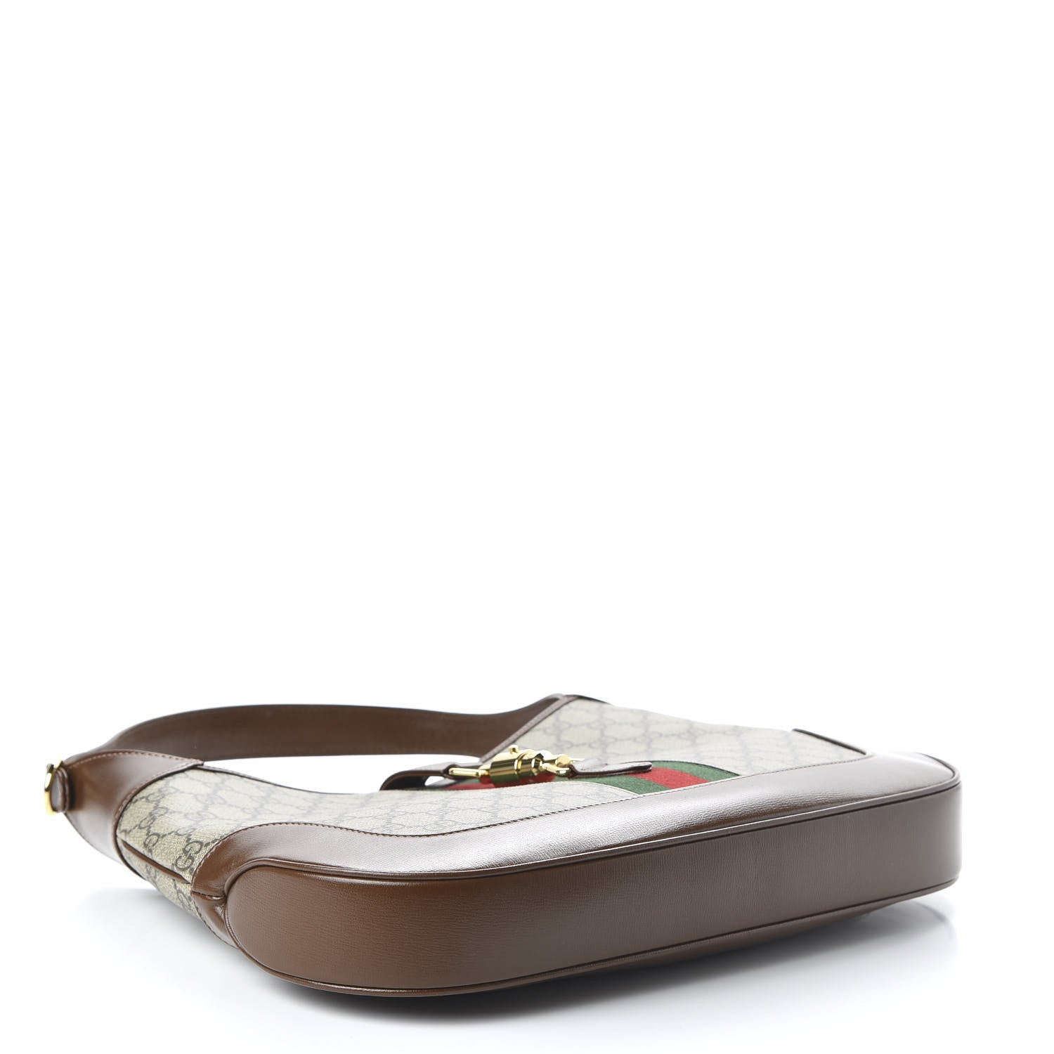 Gucci GG Supreme Monogram Azalea Calfskin Web Medium Jackie 1961 Hobo Beige Ebony Brown Sugar 4 of 10