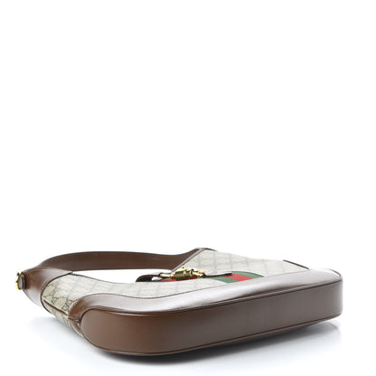 Gucci GG Supreme Monogram Azalea Calfskin Web Medium Jackie 1961 Hobo Beige Ebony Brown Sugar 4 of 10