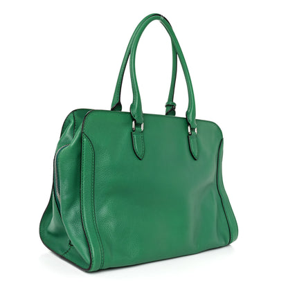 Alexander McQueen Pebbled Calfskin Large Skull Padlock Zip Around Tote Emerald 3 of 10