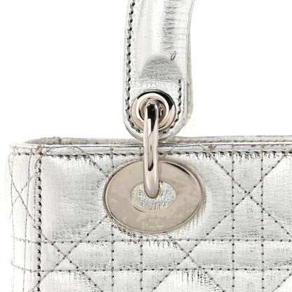 Christian Dior Metallic Grained Calfskin Cannage Small Lucky Badges My Lady Dior Silver 14 of 15