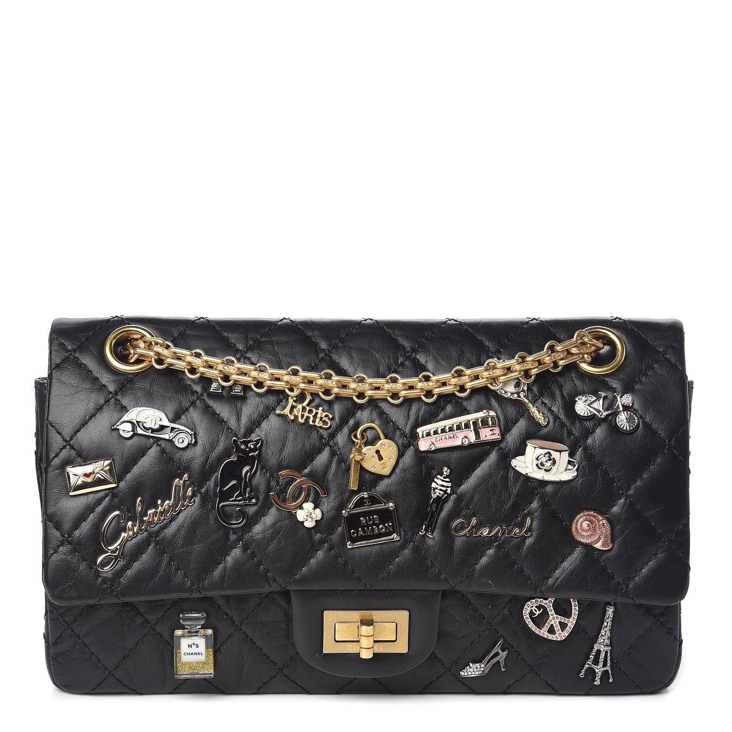 Chanel Aged Calfskin Lucky Charms 2.55 Reissue 225 Flap Black 1 of 10