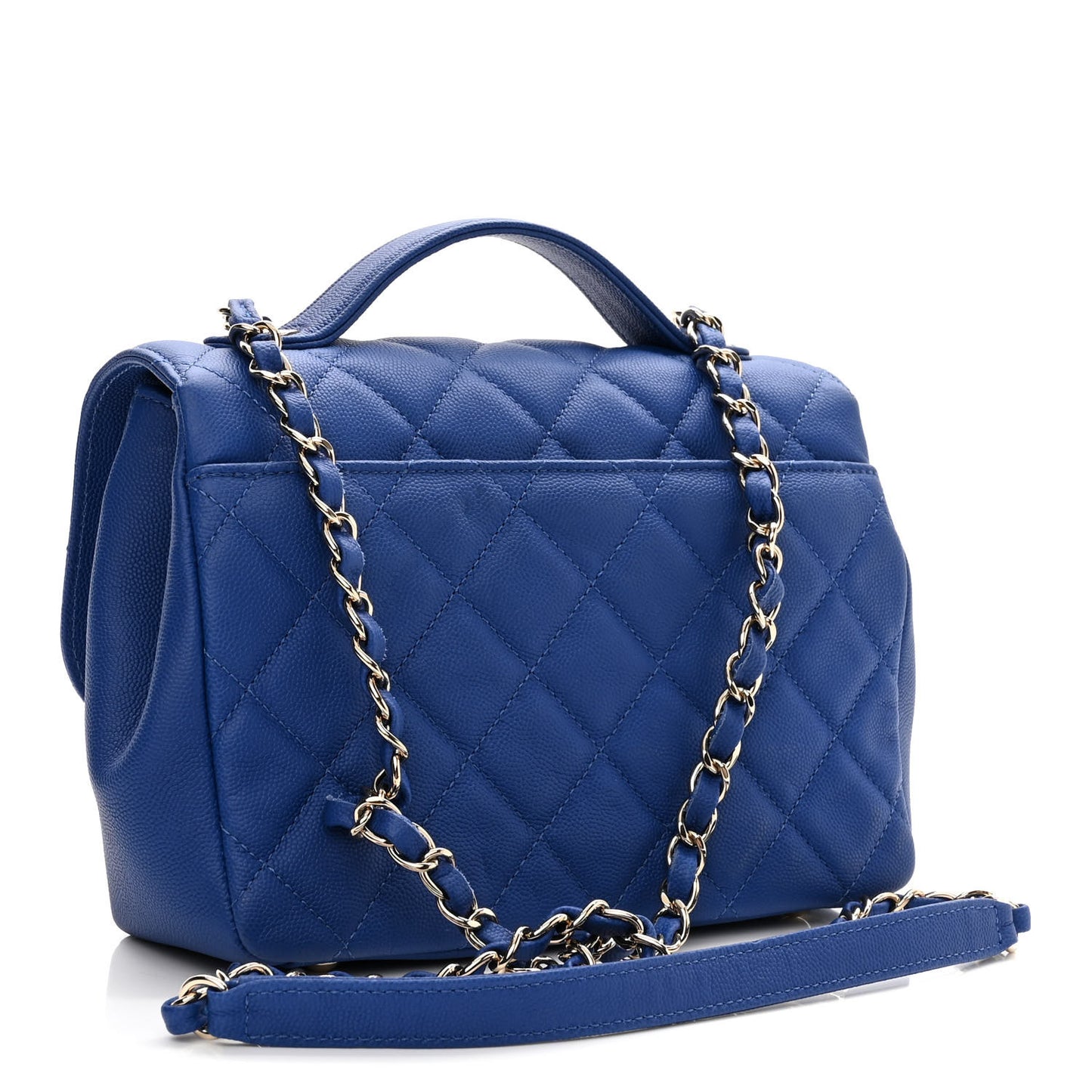 Caviar Quilted Medium Business Affinity Flap Dark Blue