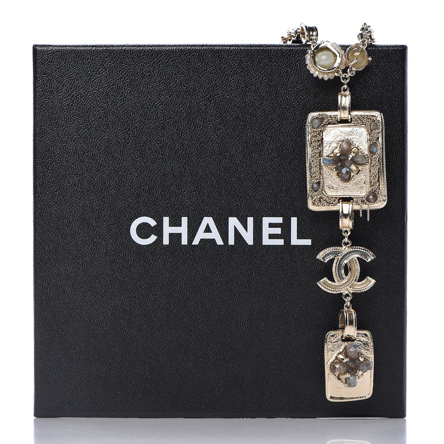 Crystal CC Chain Pendant Necklace Light Gold
