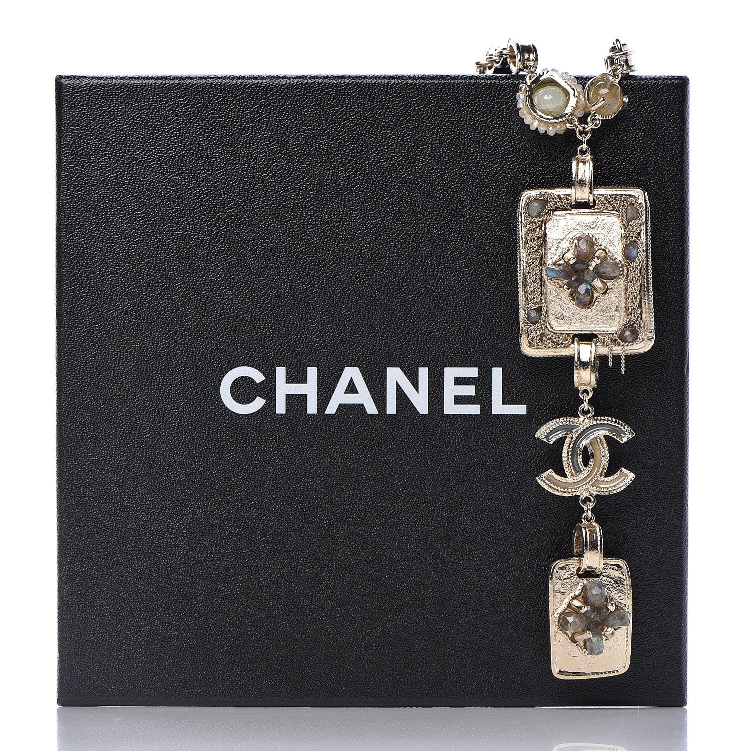 Chanel Crystal CC Chain Pendant Necklace Light Gold 6 of 6