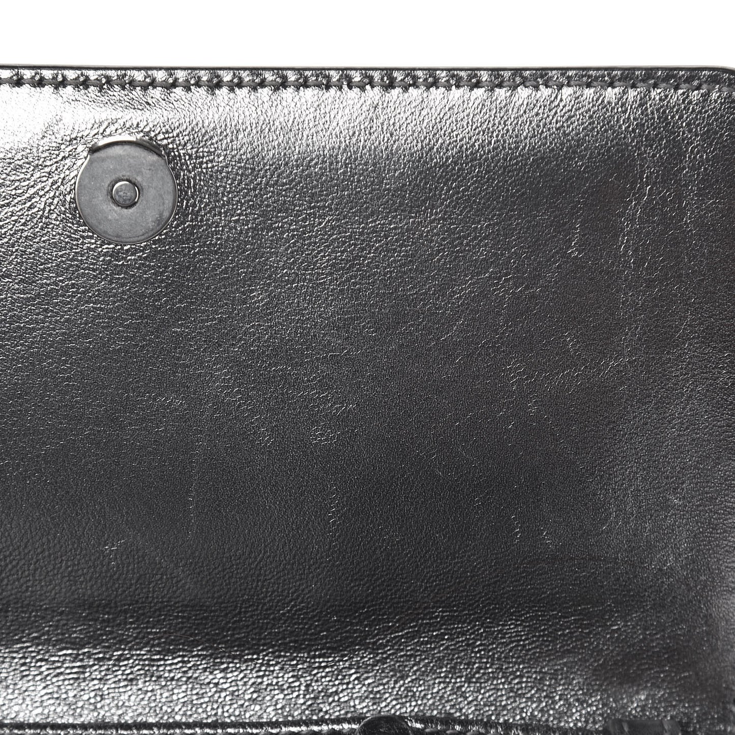 Lambskin Emblem Chain Wallet Black