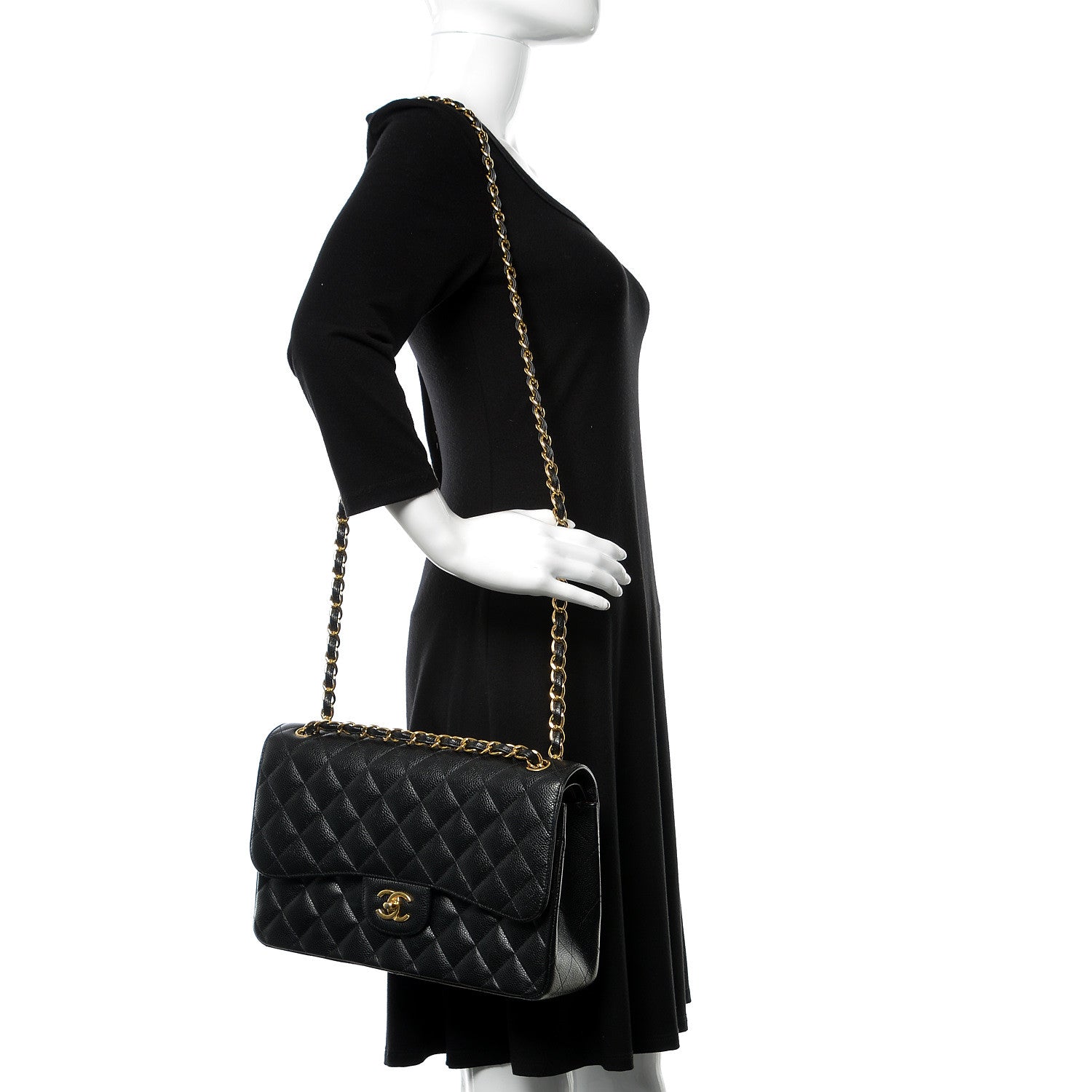 Chanel Caviar Quilted Jumbo Double Flap Black 2 of 9