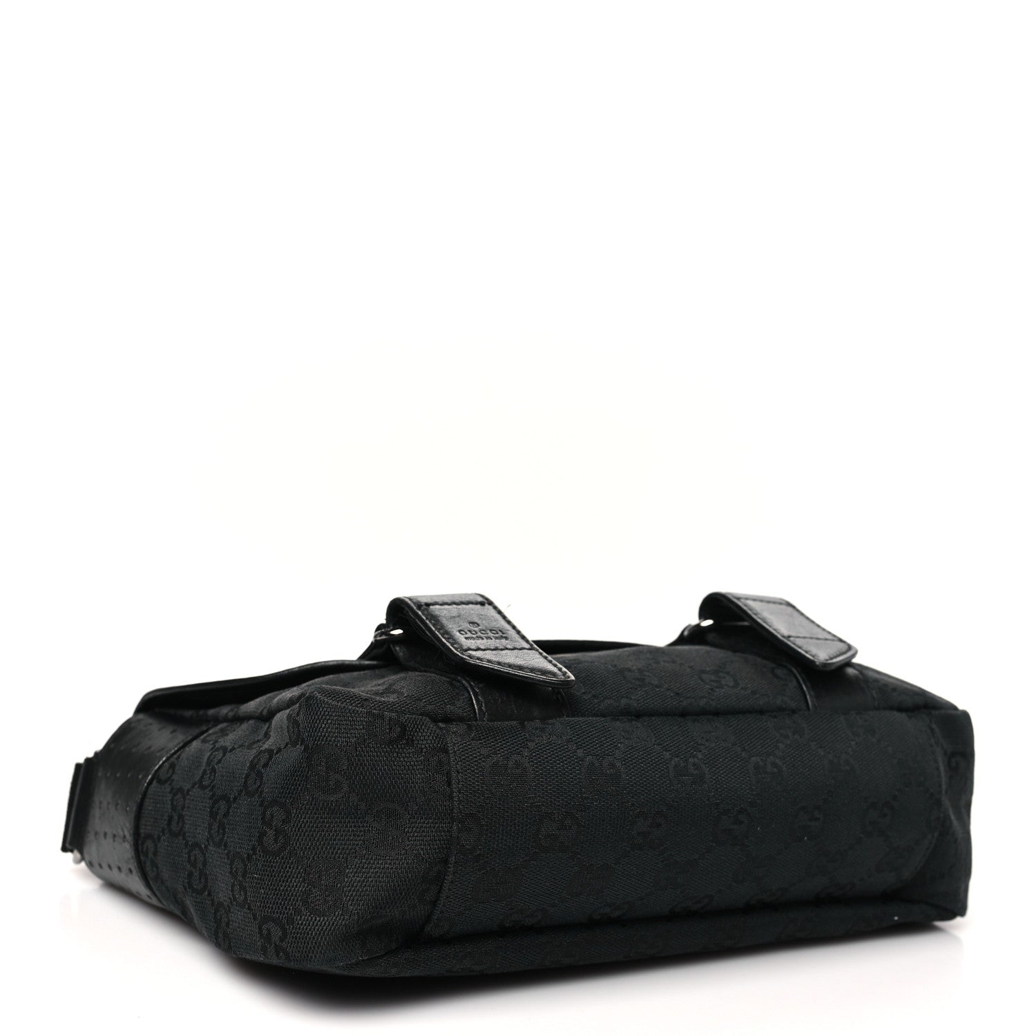 Gucci Monogram Small Double Buckle Flap Messenger Bag Black 4 of 10