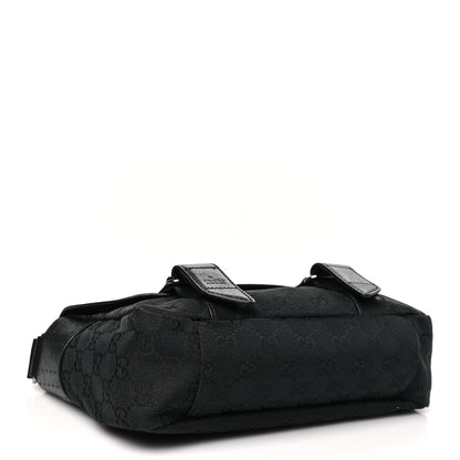 Gucci Monogram Small Double Buckle Flap Messenger Bag Black 4 of 10