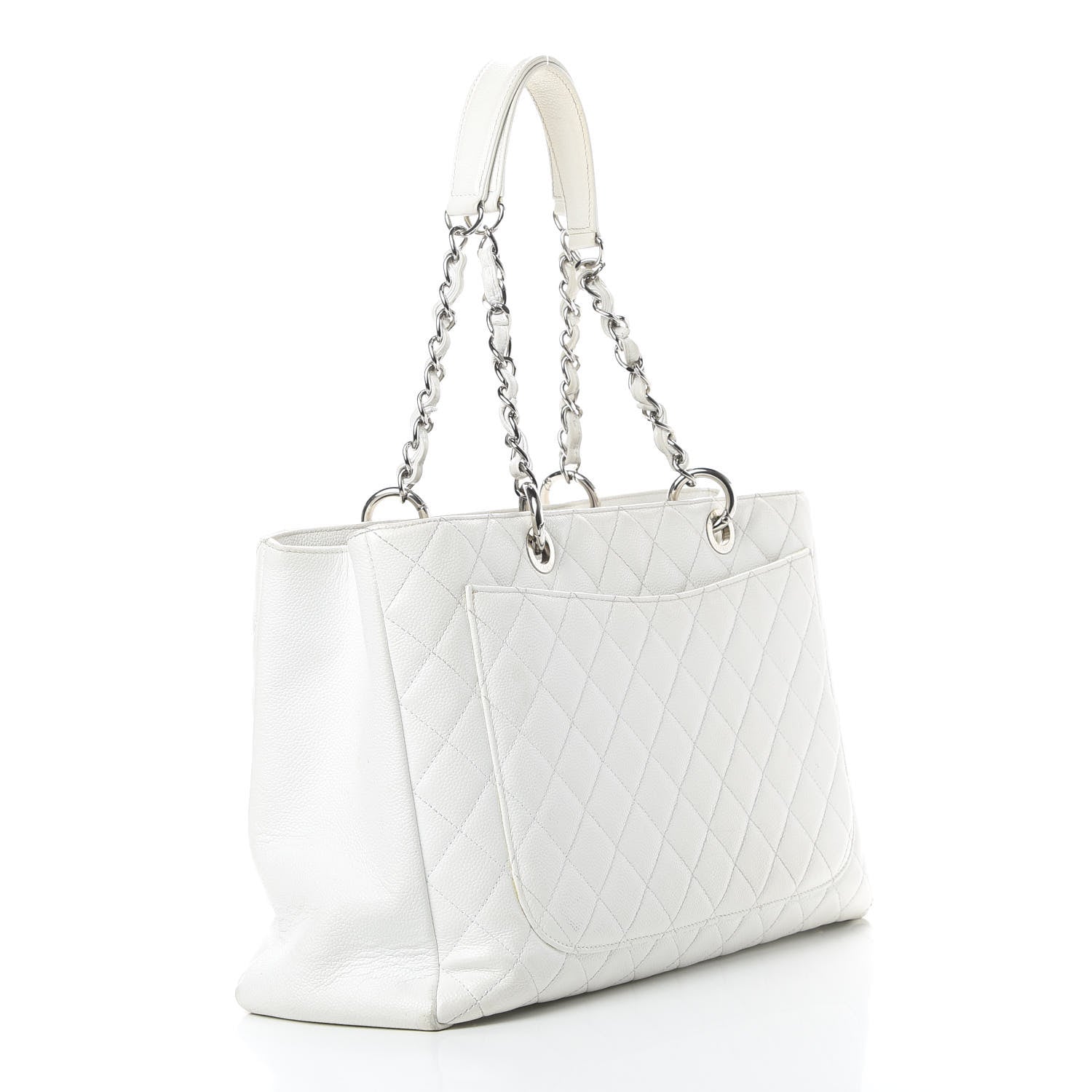Chanel Caviar Quilted XL Grand Shopping Tote GST White 3 of 15