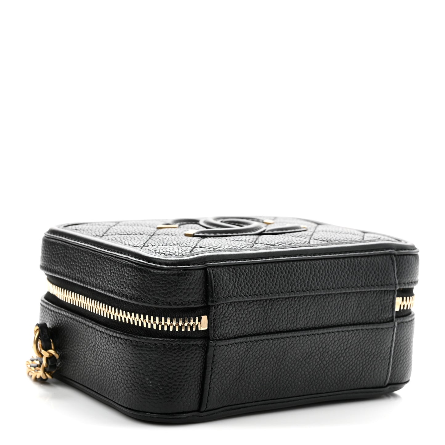 Caviar Quilted Small CC Filigree Vanity Case Black